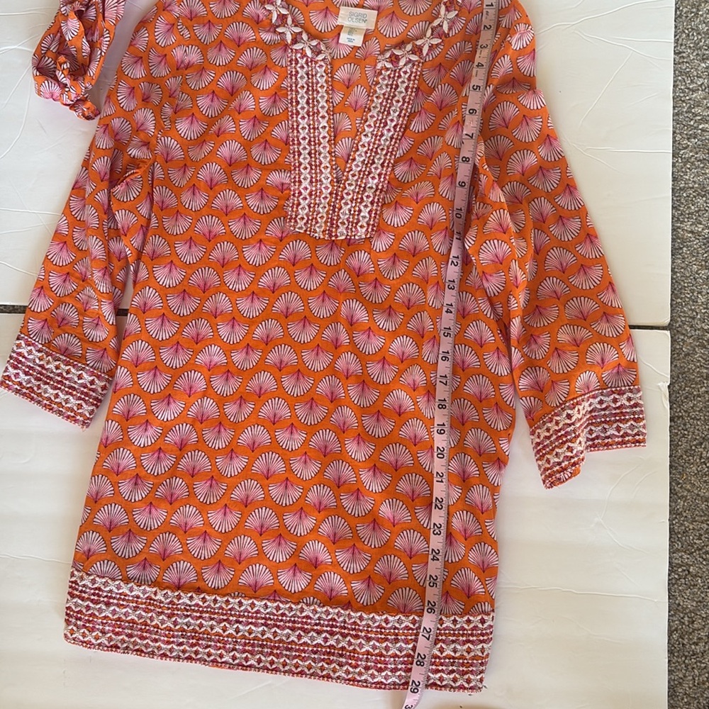 NWOT Sigurd Olsen Print Cotton Tunic With Head Scarf - Picture 3 of 6